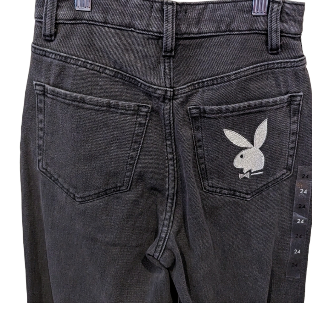 Playboy x PacSun 90s Split Seam Rigid Black Boyfriend Jeans (24) - Picture 5 of 6